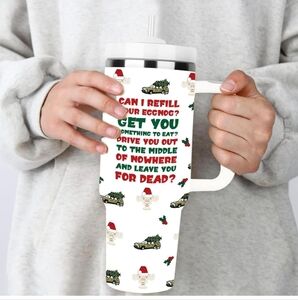 Christmas Themed Travel Mug with Funny Quote. NEW.